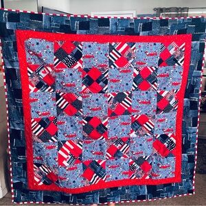 Handmade Snoopy Patriotic Patchwork Quilt